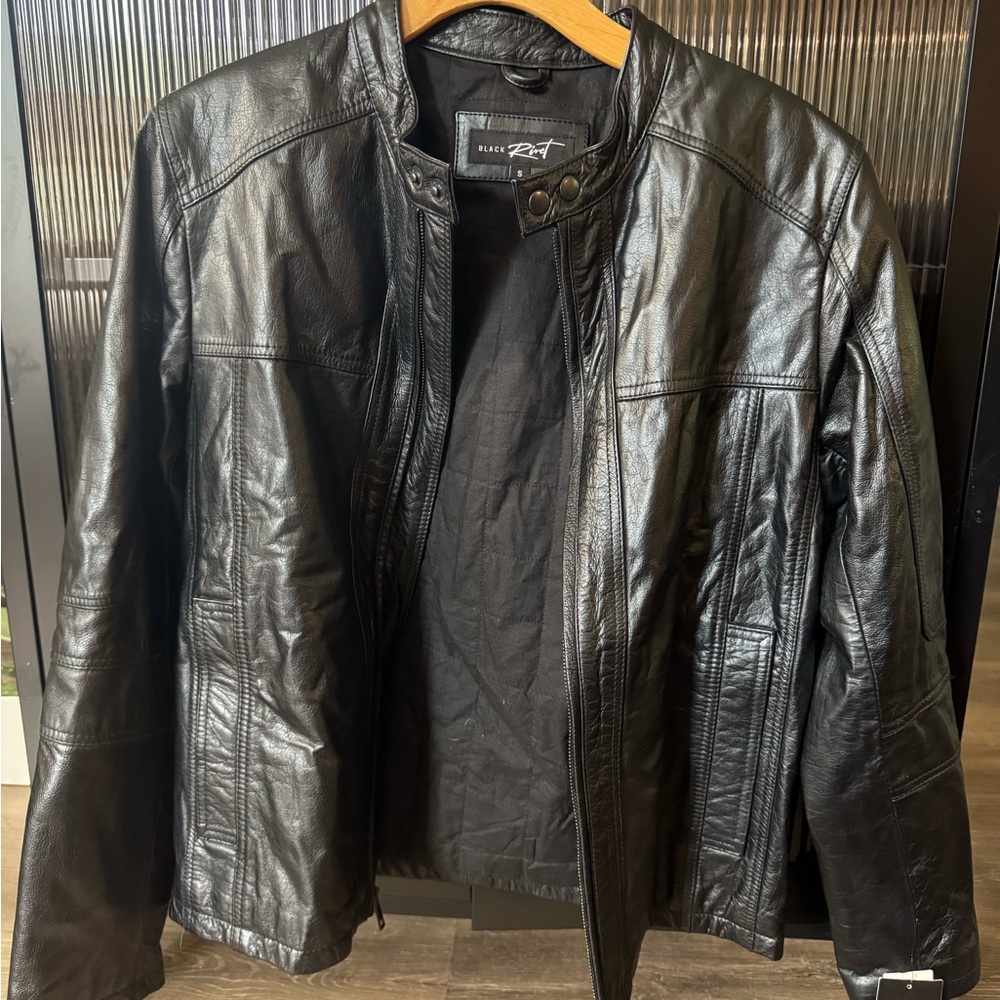 Black Rivet Men's Black Leather Jacket